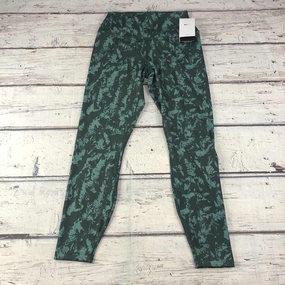 Nike One Printed High‎ Rise 7/8 Leggings Womens Medium FZ3229-338 Green Pattern - Picture 2 of 8